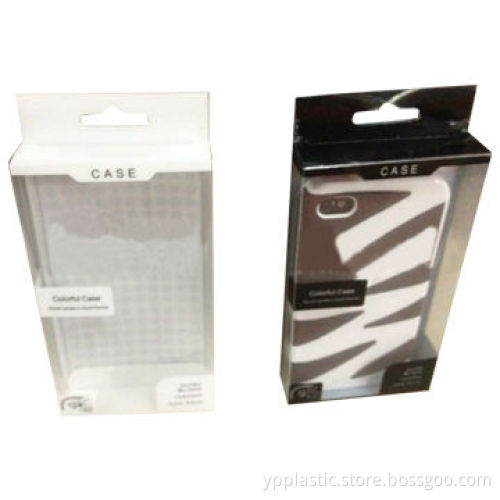 Clear phone case box packaging with hanger, custom plastic phone case box packaging wholesale
